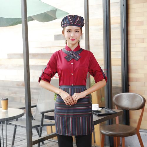 火锅店工作服餐厅服务员长袖短袖烧烤餐饮饭店奶茶咖啡定制印绣字