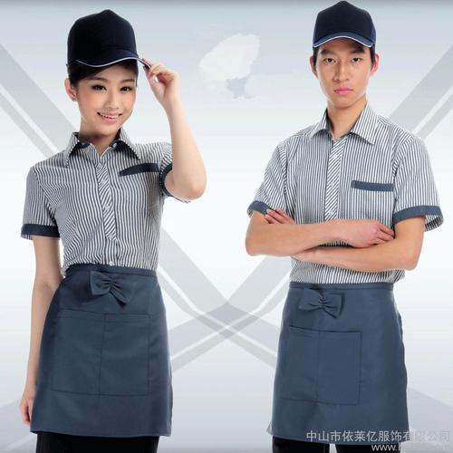 供应餐饮服务员服装 夏西餐厅咖啡厅工作服制服